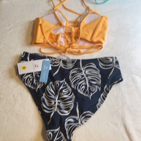 NWT Cupshe Yellow leaf High Waisted Bikini Sz S - Picture 6 of 10